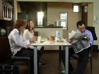 Steamy 'Nippon' Threesome with 'Porn' Half-Asian Daughter and Incestuous 'Sex' Partner under 'Tokyo' Table while 'Fuck' Daddy Reads 'XXX' Newspaper
