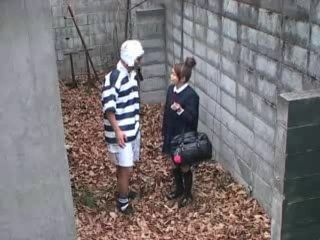 Japanese teen secretly gets fucked in college Tokyo backyard